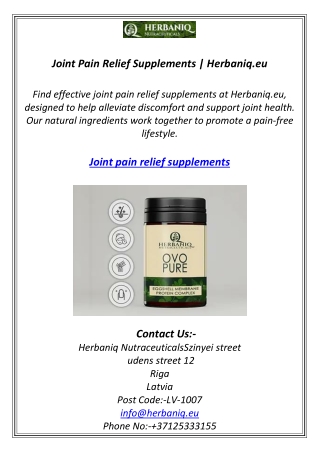 Joint Pain Relief Supplements | Herbaniq.eu