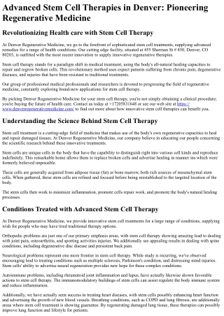 Denver Regenerative Medicine