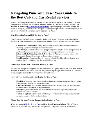 Guide to the Best Cab and Car Rental Services