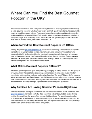 Where Can You Find the Best Gourmet Popcorn in the UK