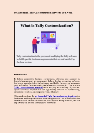 10 Essential Tally Customization Services You Need