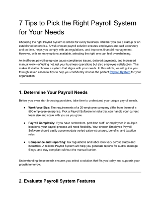 7 Tips to Pick the Right Payroll System for Your Needs