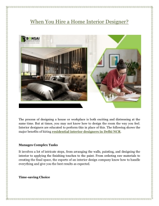 When You Hire a Home Interior Designer?