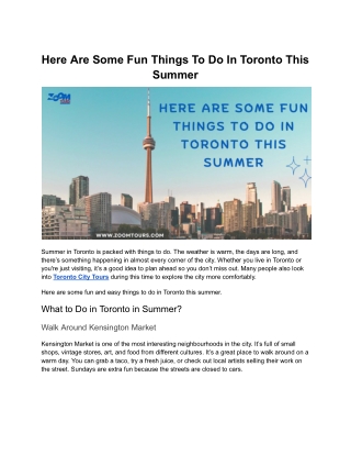 Here Are Some Fun Things To Do In Toronto This Summer