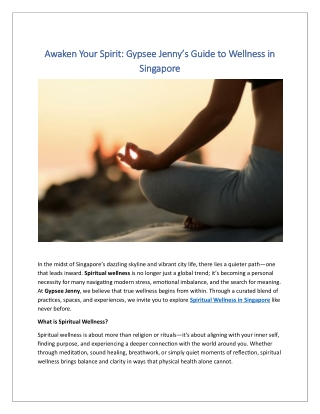 Awaken Your Spirit Gypsee Jennys Guide to Wellness in Singapore
