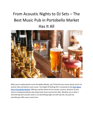 Best Music Pub in Portobello Market