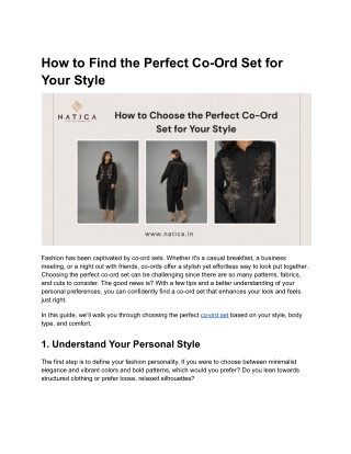 How to Find the Perfect Co-Ord Set for Your Style