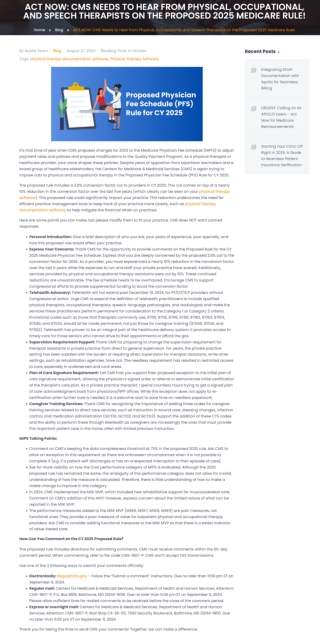 Physical, Occupational & Speech Therapists Speak Up on the Proposed 2025 Medicare Rule