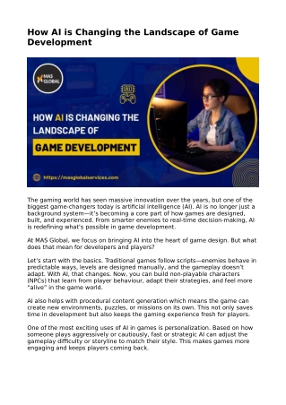 How AI is Changing the Landscape of Game Development