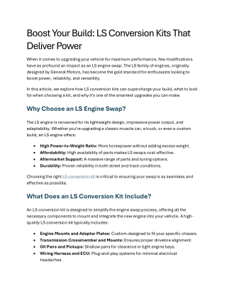Boost Your Build LS Conversion Kits That Deliver Power