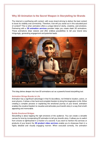 Why 3D Animation Is the Secret Weapon in Storytelling for Brands