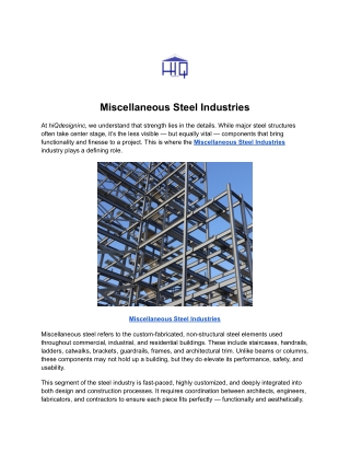 Miscellaneous Steel Industries