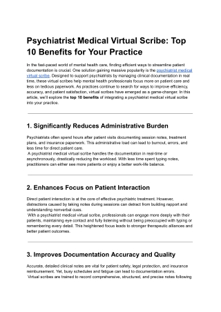 Psychiatrist Medical Virtual Scribe_ Top 10 Benefits for Your Practice