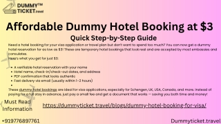 Dummy hotel Booking For visa