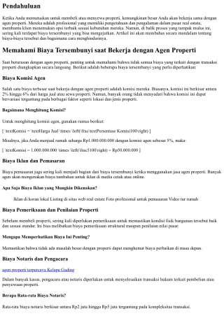 Memahami Biaya Tersembunyi saat Bekerja dengan Agen Properti