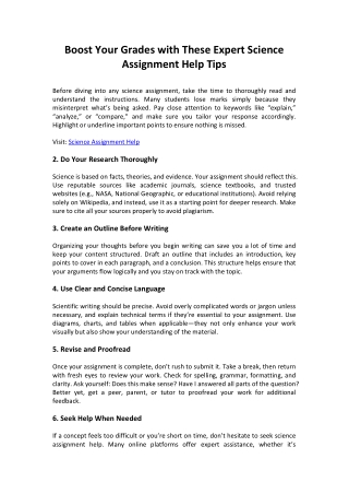 Boost Your Grades with These Expert Science Assignment Help Tips