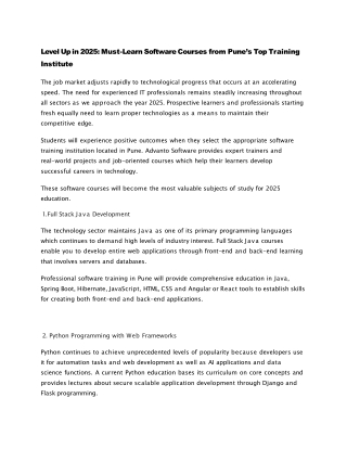 Level Up in 2025 Must-Learn Software Courses from Pune’s Top Training Institute