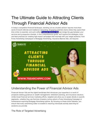The Ultimate Guide to Attracting Clients Through Financial Advisor Ads
