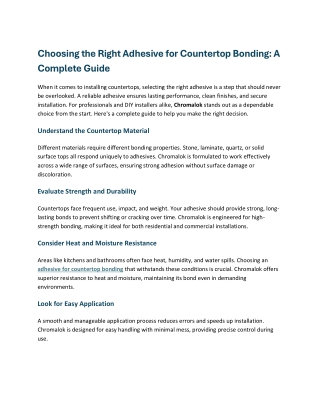 Choosing the Right Adhesive for Countertop Bonding A Complete Guide