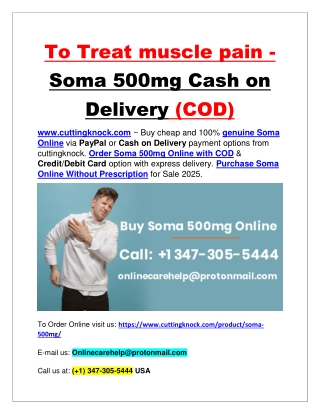 To Treat muscle pain - Soma 500mg Cash on Delivery (COD)