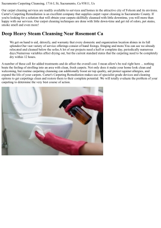 Carpet Cleaning Services In Sacramento, Ca