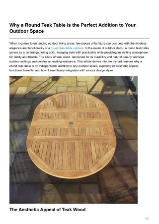 Why a Round Teak Table Is the Perfect Addition to Your Outdoor Space