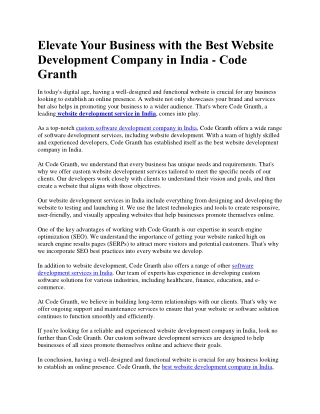 Best Website Development Company in India - Code Granth