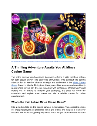 Blog Content 2 _ Month 20 _ A Thrilling Adventure Awaits You At Mines Casino Game