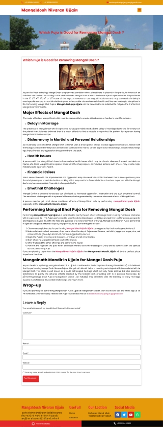 Which Puja is Good for Removing Mangal Dosh ?