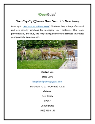 Deer Guys®  Effective Deer Control in New Jersey