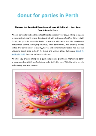 donut for parties in Perth