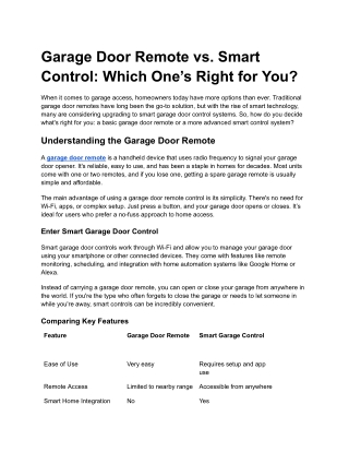 Garage Door Remote vs. Smart Control_ Which One’s Right for You_