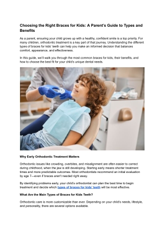Choosing the Right Braces for Kids_ A Parent’s Guide to Types and Benefits