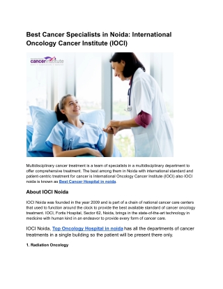 Best Cancer Specialists in Noida_ International Oncology Cancer Institute (IOCI)