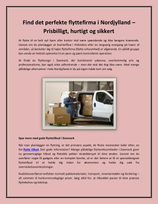 Find det perfekte flyttefirma i Nordjylland – Prisbilligt, hurtigt og sikkert