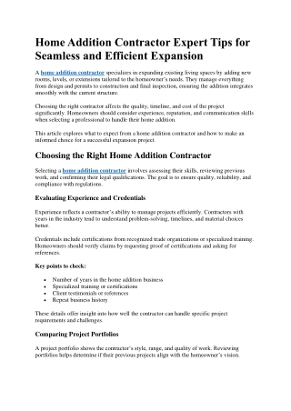 Home Addition Contractor Expert Tips for Seamless and Efficient Expansion