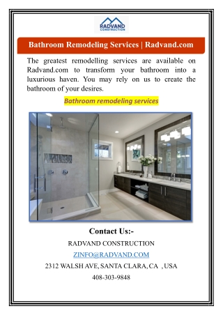 Bathroom Remodeling Services | Radvand.com