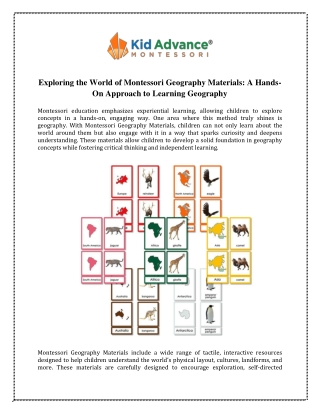 Exploring the World of Montessori Geography Materials A Hands-On Approach to Learning Geography