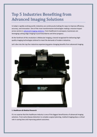Top 5 Industries Benefiting from Advanced Imaging Solutions