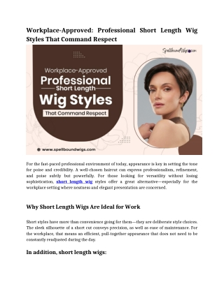 Workplace-Approved: Professional Short Length Wig Styles That Command Respect