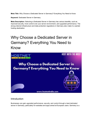 Why Choose a Dedicated Server in Germany_ Everything You Need to Know