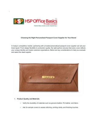 Choosing the Right Personalized Passport Cover Supplier for Your Brand