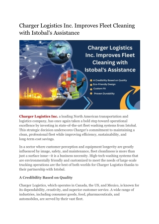 Cleaner Trucks Ahead Charger Uses Istobal Wash Tech