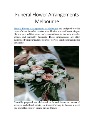Funeral Flower Arrangements Melbourne