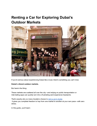 Renting a Car for Exploring Dubai’s Outdoor Markets