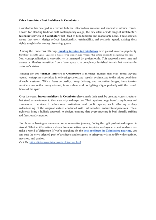 Kriva Associates - Best Architects in Coimbatore