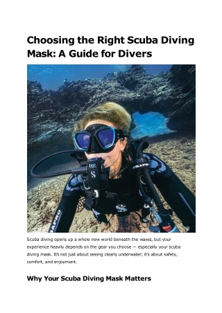 Choosing the Right Scuba Diving Mask_ A Guide for Divers