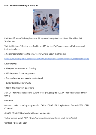 PMP Certification Training in Akron, PA