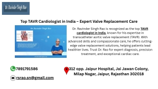 Top TAVR Cardiologist in India – Expert Valve Replacement Care