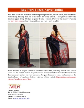Buy Pure Linen Saree Online